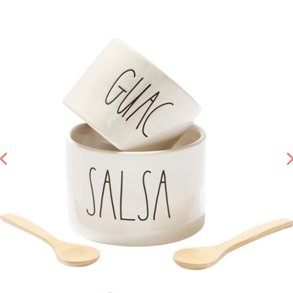 NWOT Rae Dunn Ceramic Guac and Salsa Bowls with Spoons